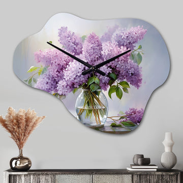 Lilacs Romantic Impression III - Asymmetric Metal Wall Clock